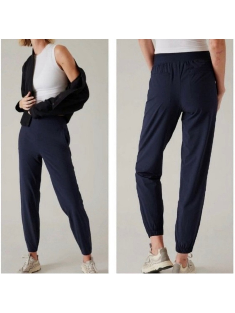 Athleta Navy Elastic-Waist Brooklyn Jogger Pants size 0